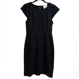 Kate Spade Dress Black Sheath Cap Short Sleeve‎ Round Neck Zip Stretch size 6